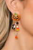 Rhinestone Pumpkin Ghost Tassel Statement Dangle Earrings