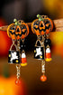 Rhinestone Pumpkin Ghost Tassel Statement Dangle Earrings