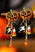 Rhinestone Pumpkin Ghost Tassel Statement Dangle Earrings