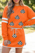 Rhinestone Pumpkin Print Long Sleeve Shift Skirt Set
