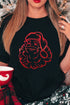 Rhinestone Santa Claus Graphic Crewneck Short Sleeve Stretch Knit Tee