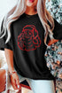 Rhinestone Santa Claus Graphic Crewneck Short Sleeve Stretch Knit Tee