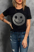 Rhinestone Smiley Face Star Eye Graphic Tee