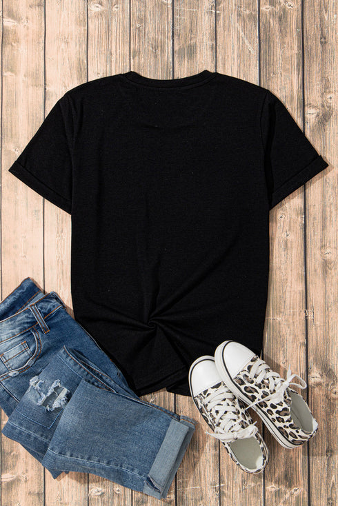 Rhinestone Smiley Face Star Eye Graphic Tee