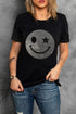 Rhinestone Smiley Face Star Eye Graphic Tee