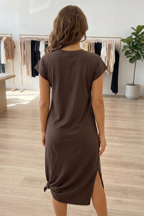 Rhinestone Western Graphic Side Slit Midi T Shirt Dress