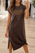 Rhinestone Western Graphic Side Slit Midi T Shirt Dress
