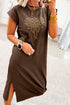 Rhinestone Western Graphic Side Slit Midi T Shirt Dress