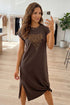 Rhinestone Western Graphic Side Slit Midi T Shirt Dress