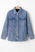 Rhombus Stitched Pattern Button Pocketed Denim Jacket