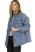 Rhombus Stitched Pattern Button Pocketed Denim Jacket