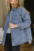Rhombus Stitched Pattern Button Pocketed Denim Jacket