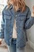 Rhombus Stitched Pattern Button Pocketed Denim Jacket