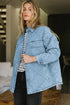 Rhombus Stitched Pattern Button Pocketed Denim Jacket