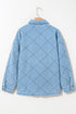 Rhombus Stitched Pattern Button Pocketed Denim Jacket