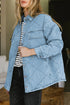 Rhombus Stitched Pattern Button Pocketed Denim Jacket