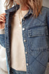 Rhombus Stitched Pattern Button Pocketed Denim Jacket