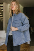 Rhombus Stitched Pattern Button Pocketed Denim Jacket
