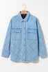Rhombus Stitched Pattern Button Pocketed Denim Jacket