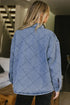 Rhombus Stitched Pattern Button Pocketed Denim Jacket