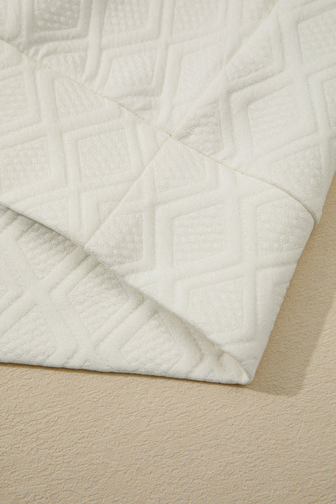 Rhombus Texture Contrast Stripe Collar Drop Shoulder Oversized Sweatshirt