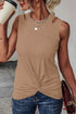 Rib Knit Cut-out Front Twist Tank Top