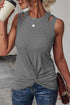 Rib Knit Cut-out Front Twist Tank Top