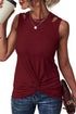 Rib Knit Cut-out Front Twist Tank Top