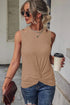 Rib Knit Cut-out Front Twist Tank Top