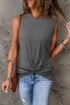 Rib Knit Cut-out Front Twist Tank Top