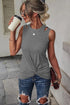 Rib Knit Cut-out Front Twist Tank Top