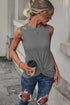 Rib Knit Cut-out Front Twist Tank Top