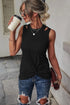 Rib Knit Cut-out Front Twist Tank Top
