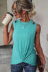 Rib Knit Cut-out Front Twist Tank Top