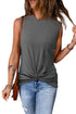 Rib Knit Cut-out Front Twist Tank Top