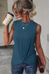 Rib Knit Cut-out Front Twist Tank Top