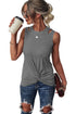 Rib Knit Cut-out Front Twist Tank Top