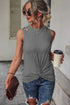 Rib Knit Cut-out Front Twist Tank Top