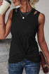 Rib Knit Cut-out Front Twist Tank Top