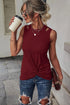 Rib Knit Cut-out Front Twist Tank Top