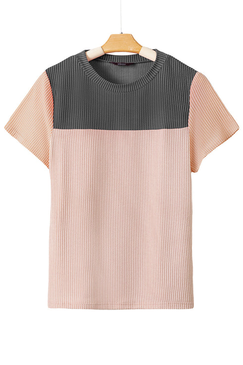Rib Textured Colorblock T Shirt