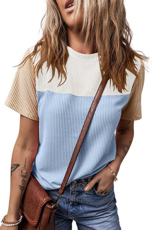 Rib Textured Colorblock T Shirt
