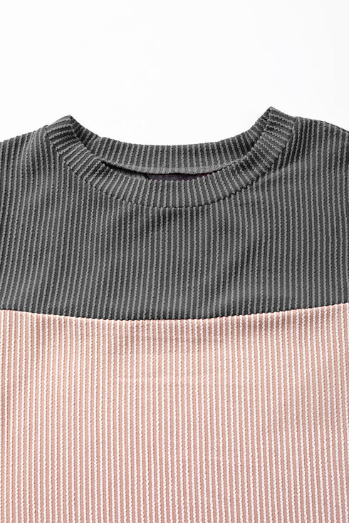 Rib Textured Colorblock T Shirt