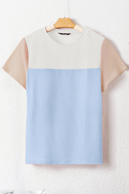 Rib Textured Colorblock T Shirt