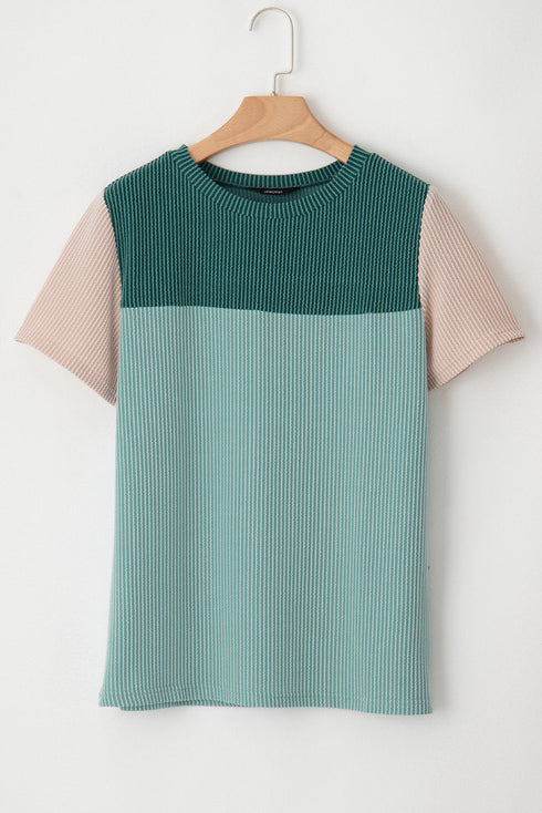 Rib Textured Colorblock T Shirt