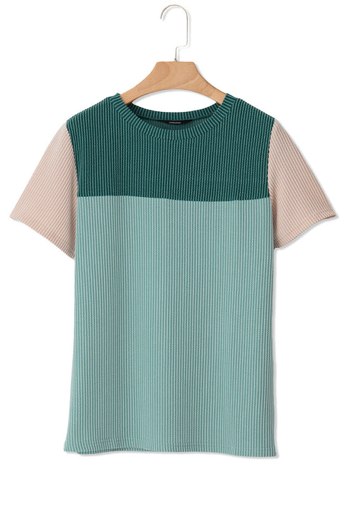 Rib Textured Colorblock T Shirt