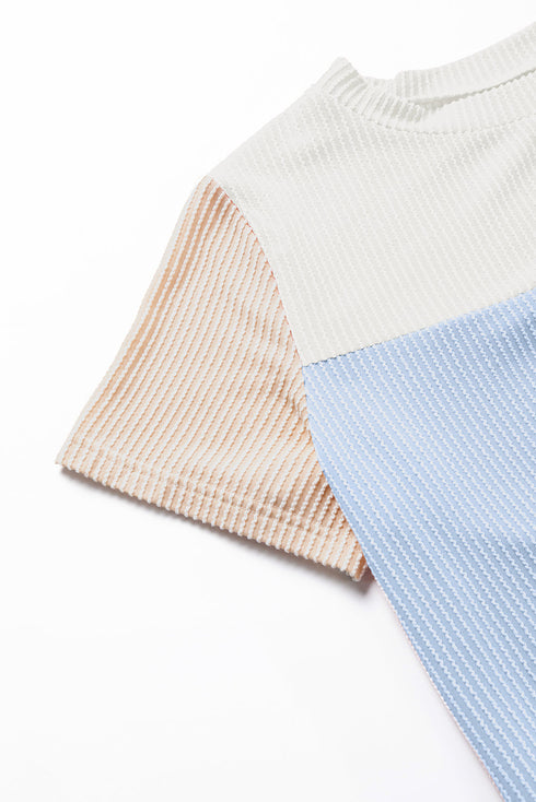 Rib Textured Colorblock T Shirt