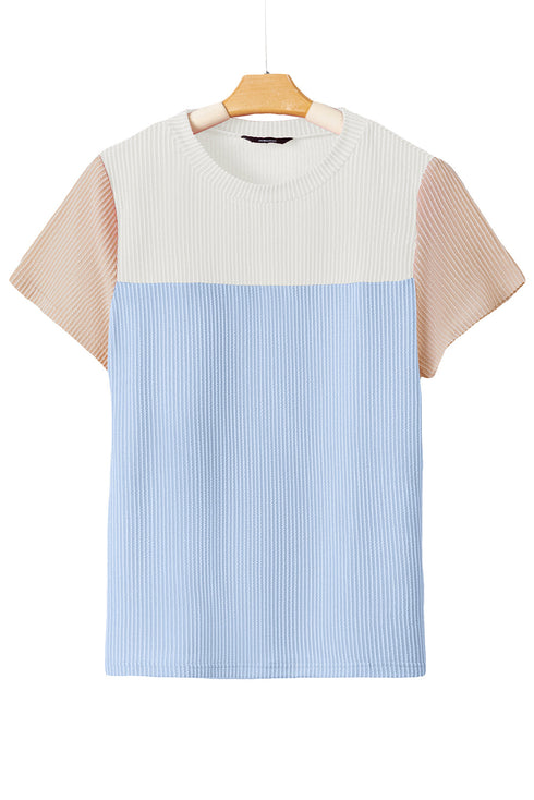 Rib Textured Colorblock T Shirt