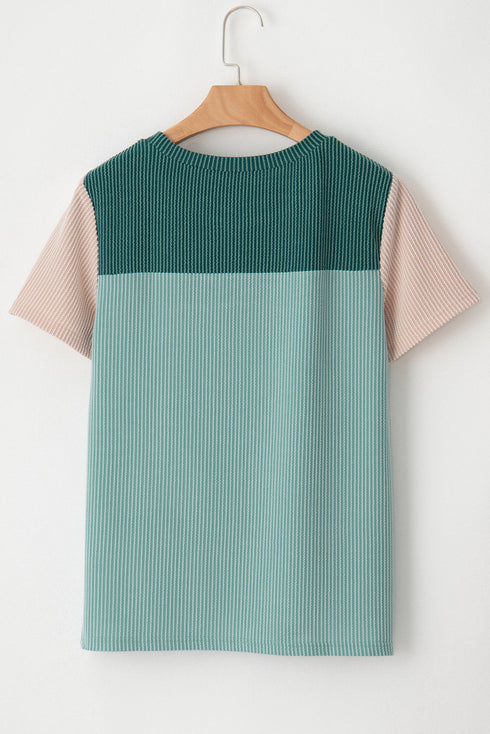 Rib Textured Colorblock T Shirt