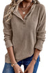 Rib Textured Henley Knit Top